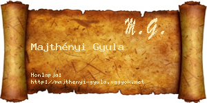 Majthényi Gyula névjegykártya